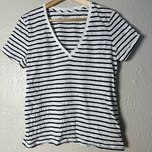 Madewell Women’s Striped V-Neck Basic Tee Shirt Medium
